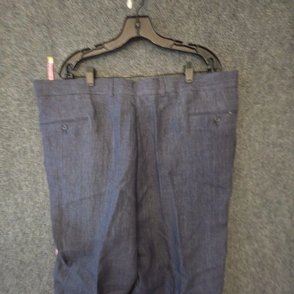 Paul Frederick Dress Pants Mens 44x42 Blue Pleated Straight Leg Regular Fit